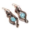 Blue Chalcedony 999 Copper Wire Wrapped Earrings, Handmade Gemstone Earrings Jewelry, Gifts For Wife Brand New Earrings