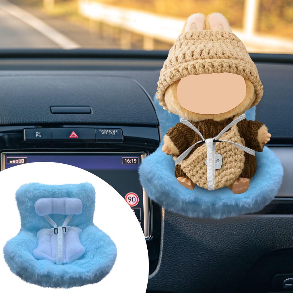 Autodekorationen, Autositz für Puppen, pelziges Kissen, lässt sich mit einem Sitz am Auto befestigen, inklusive Sitzbein für die Anzeige auf dem Schreibtisch