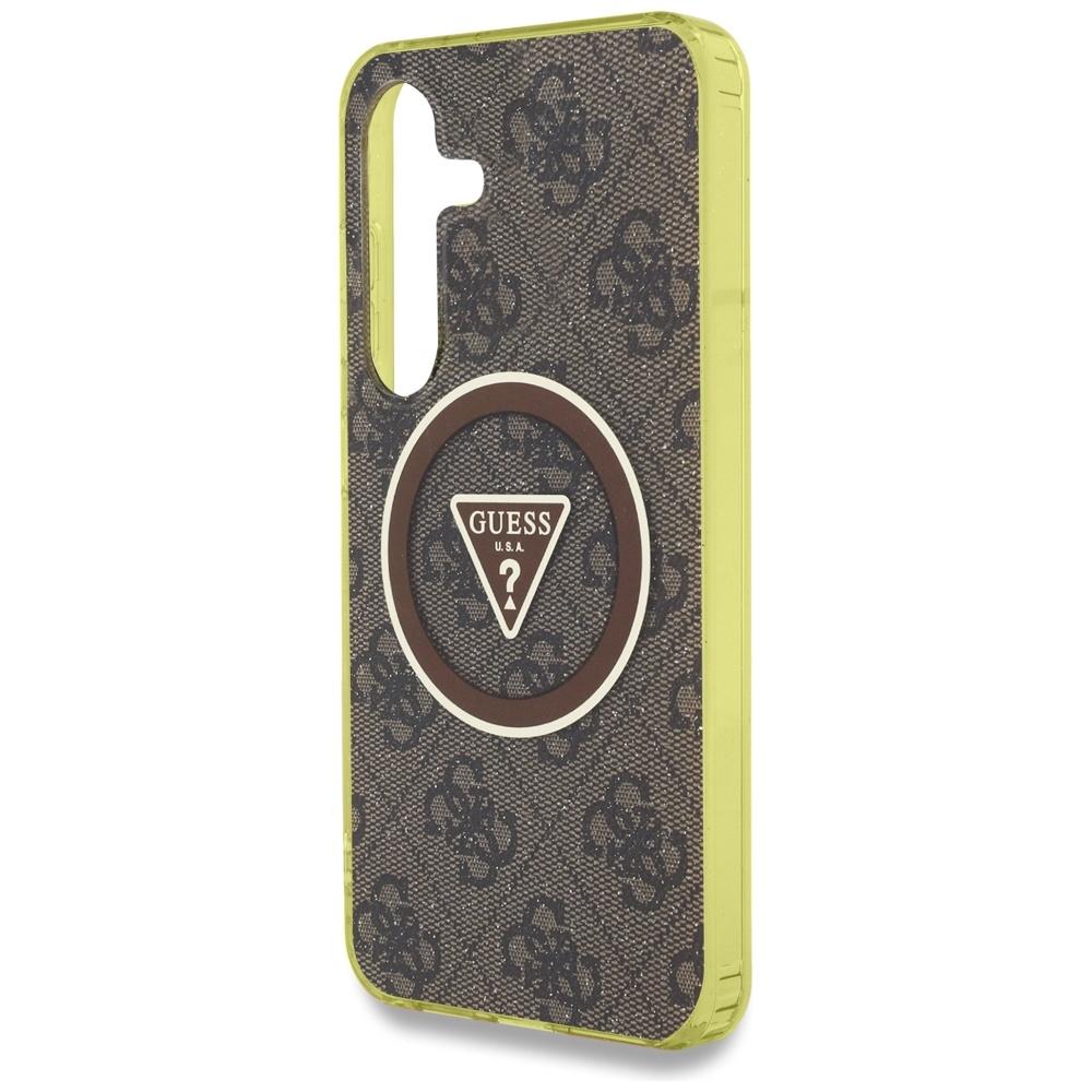 Case for Samsung Galaxy S25 Guess 4G Glitter MagSafe Brown