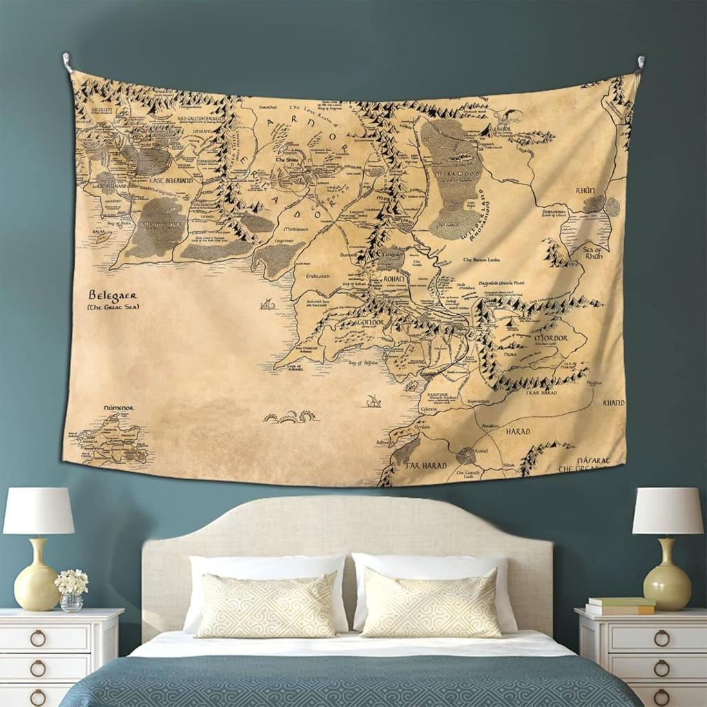 Middle Retro Earth Map Tapestry Wall Hanging Decorative Wall Tapestries Wall Art Decoration Tapestries Home Decor For Dormitory
