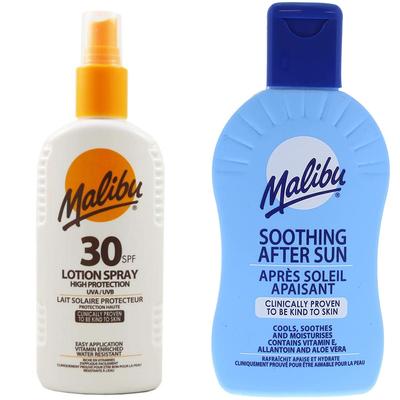 Malibu SPF30 Waterproof Spray 200ml + After Sun Balm 200ml