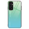 For Samsung Galaxy A34 5G Gradient Color Phone Case Tempered Glass+PC+TPU Hybrid Shell Shock Absorption Cover