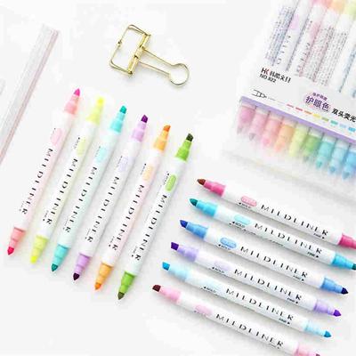 12 Farben Doppelkopf Fluoreszierender Marker Stift Set Tagebuch Marker Prüfungs Schlüssel Marker Stift