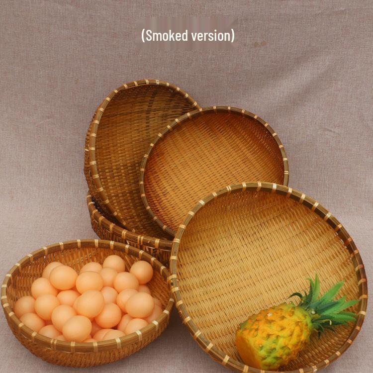 Bamboo Woven Winnowing Basket: Steamed Bun Storage, Vegetable Drainer, Rice Washer, Fruit Holder