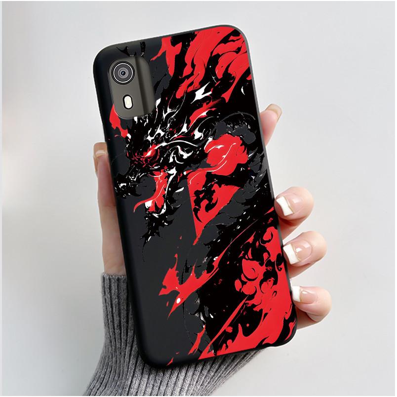 For Nokia C02 Phone Case Cute Funny Love Rabbit Animal Black Matte Soft TPU Protective Back Cover for Nokia C2 2nd Edition Case