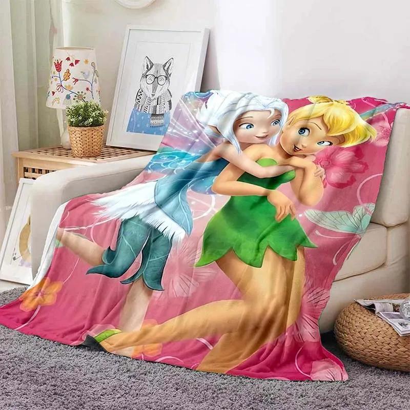 Tinkerbell Warm Soft  Blanket Fluffy Children and Adults Sofa Plush Bedspread Throw Cartoon Blanket for Sofa Bed