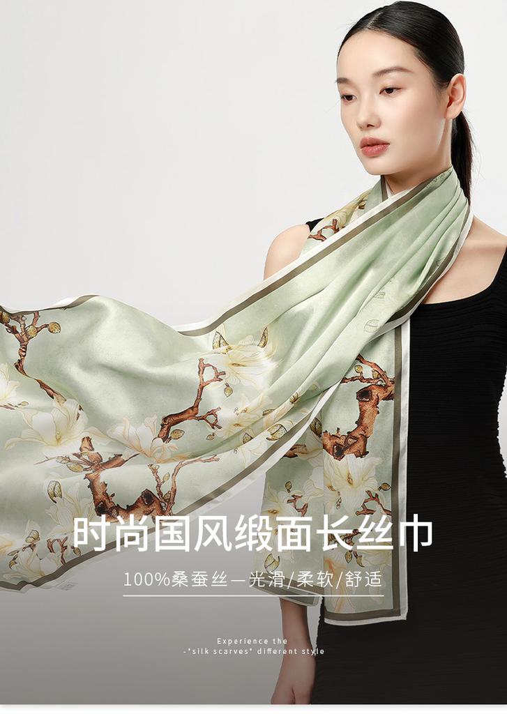 New 100% Mulberry Silk Crepe Shawl Women's Versatile Scarf