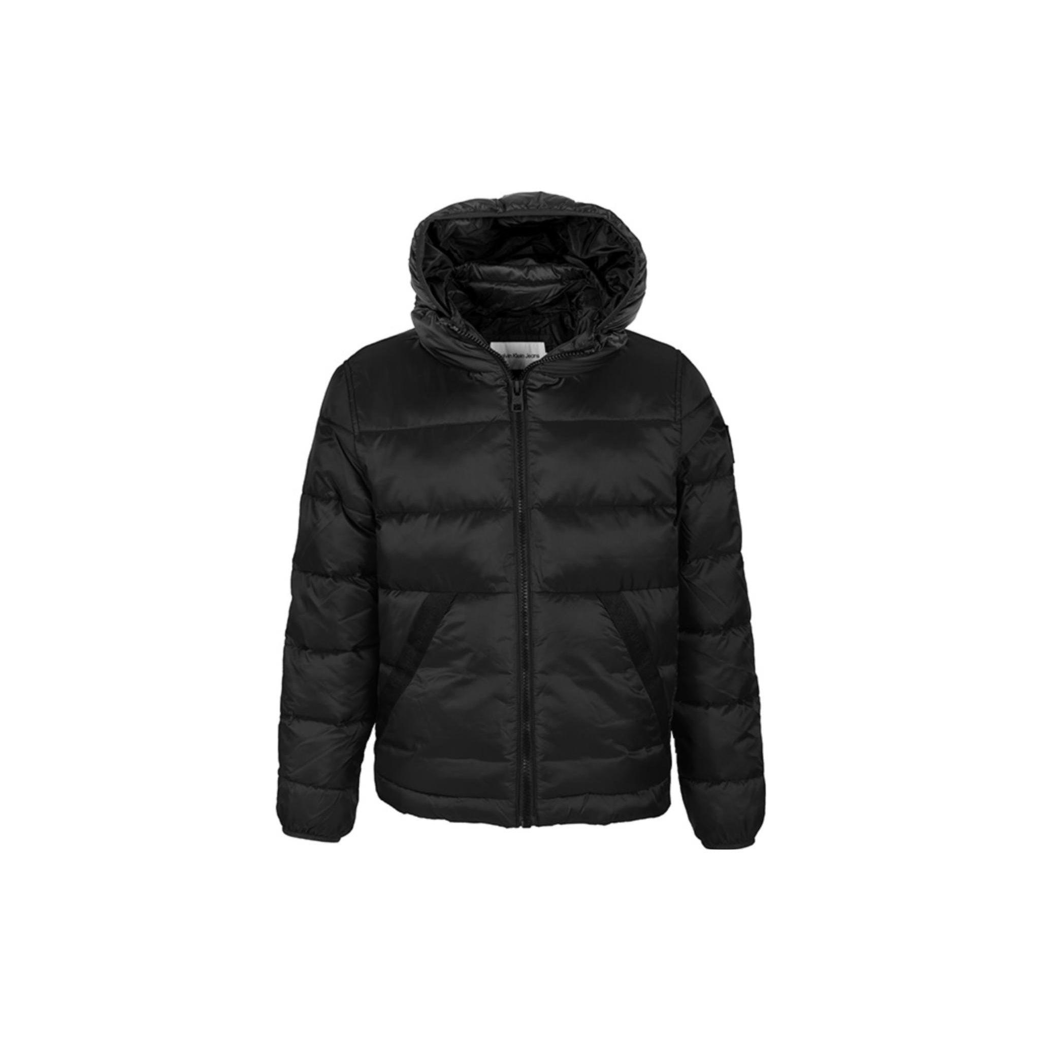 

Calvin Klein однотонная теплая хлопковая куртка с капюшоном на молнии для мужчин, черные куртки J30J323465 XXL