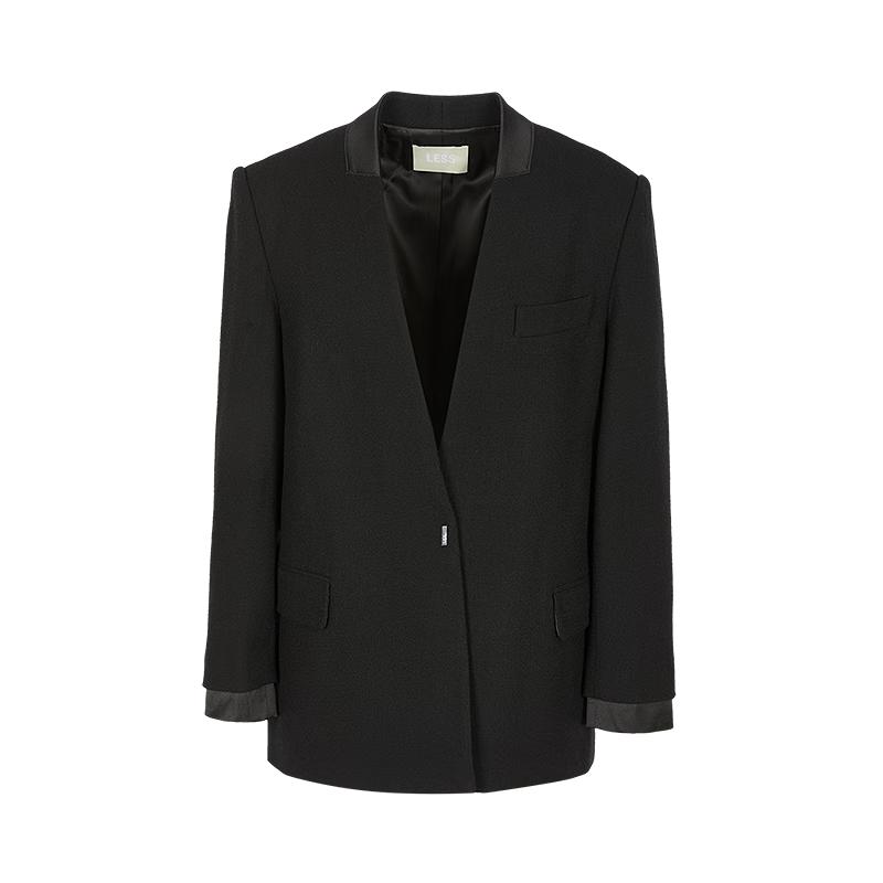 LESS 2025 Autumn H-Line Stand Collar Wool Blazer