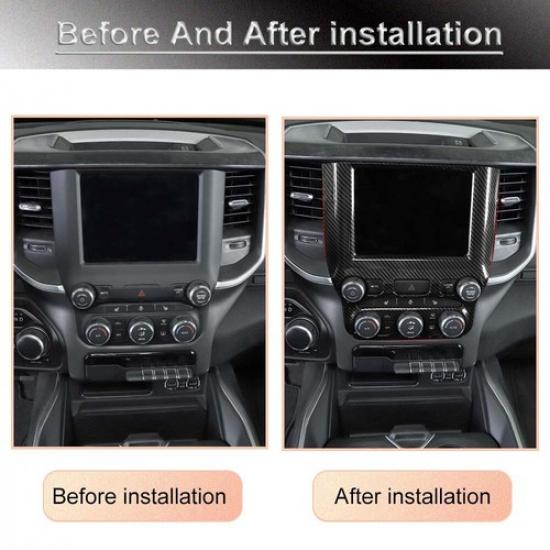 Carbon Fiber Center Console Gps Navigation Panel Trim Cover For Dodge Ram 2018+