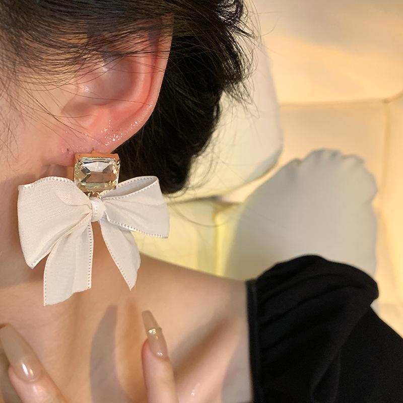Exaggerated Big Bow Dainty Earrings Women S925 Silver Pin Korean Fairy Style Premium Dating Accessory Gift For Her