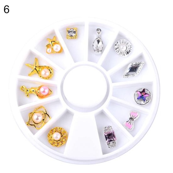 12 Grids/Box AB Rhinestone Perfume Bottle Bow Flower Nail Manicure Decoration