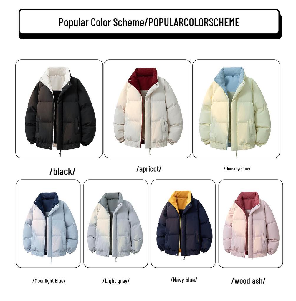 Color Block Stand Collar Cotton Padded Jacket – Warm, Casual, and Versatile Winter Coat