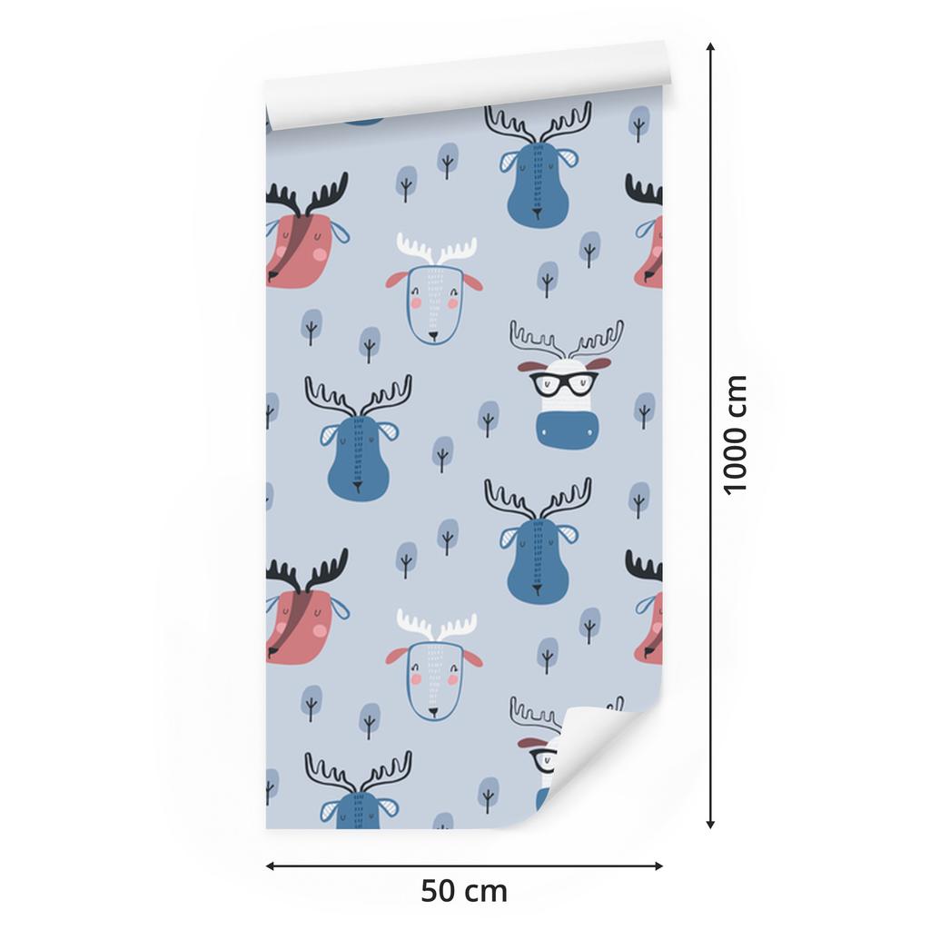 Forest Animals Wallpaper in Scandinavian Style for Living Room and Bedroom 50x1000