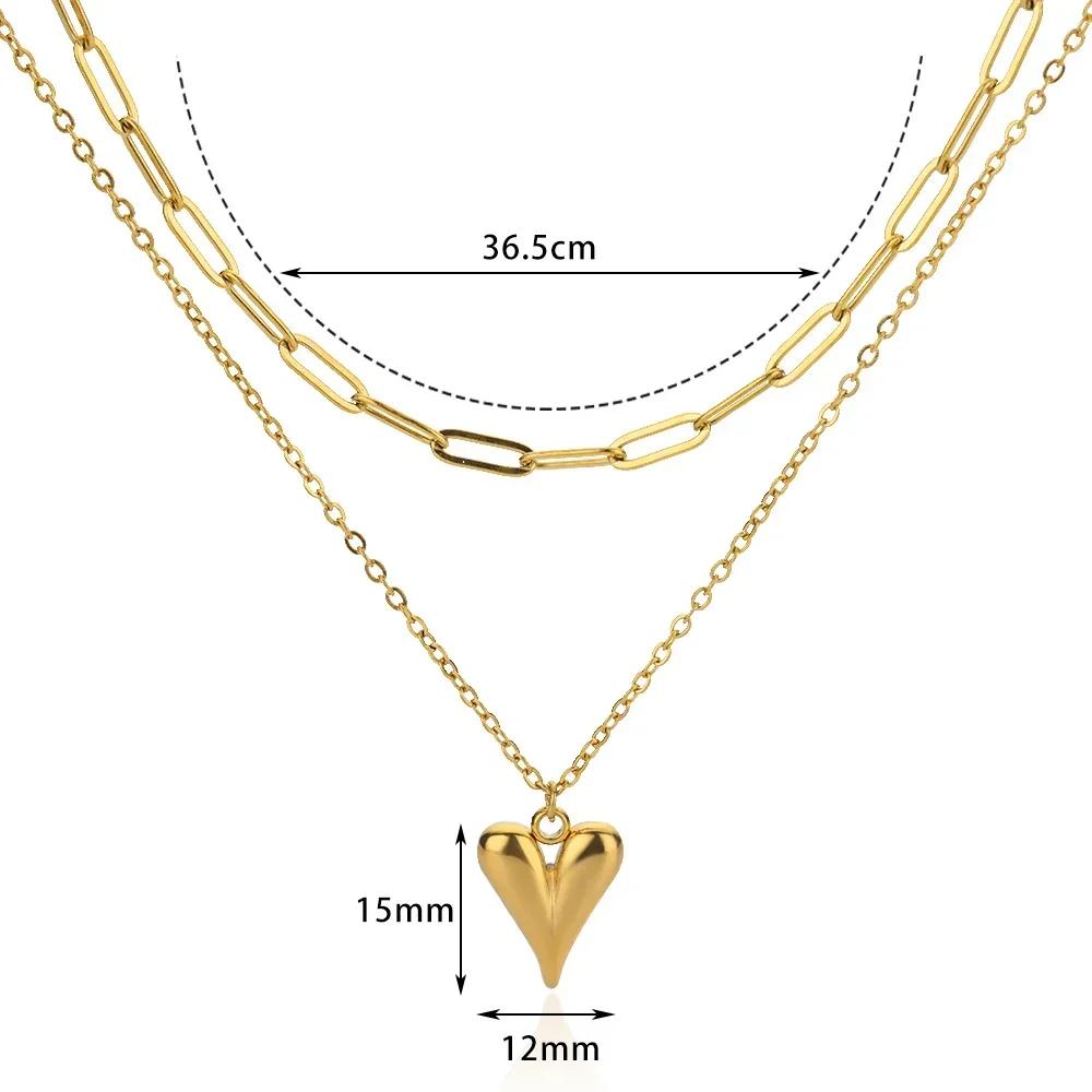 316L Stainless Steel Necklace for Women Heart Pendant Charm Necklaces Choker Aesthetic Handmade Zircon Accessories Free Gifts