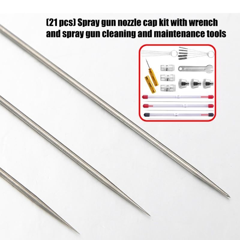 21Pcs Airbrush Accessories Kit Steel Nozzle Caps Brushes Needle Wrench Durability Repair Tool For Artists Student