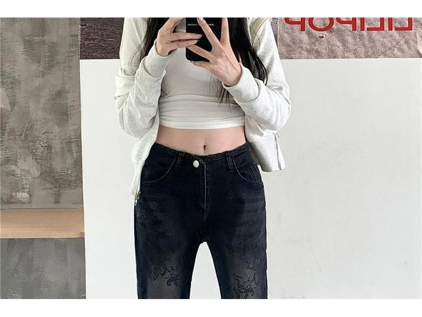 Women's Water-Washed Micro-Flare Jeans - Hot Girl Style, Slim Fit, Body-Shaping, Trendy INS Fashion, Draped Horseshoe-Shaped Long Pants.