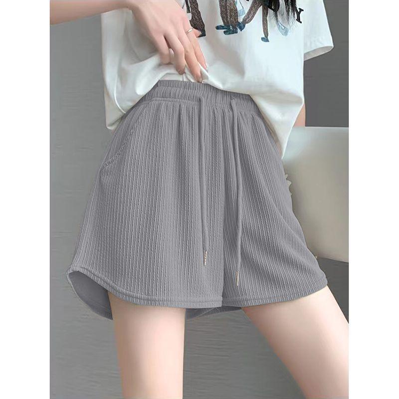 Ice Silk Women's Wide-Leg Sports Shorts, Summer Casual High-Waisted, Versatile Running Outerwear - Single/Double Three-Quarter Length
