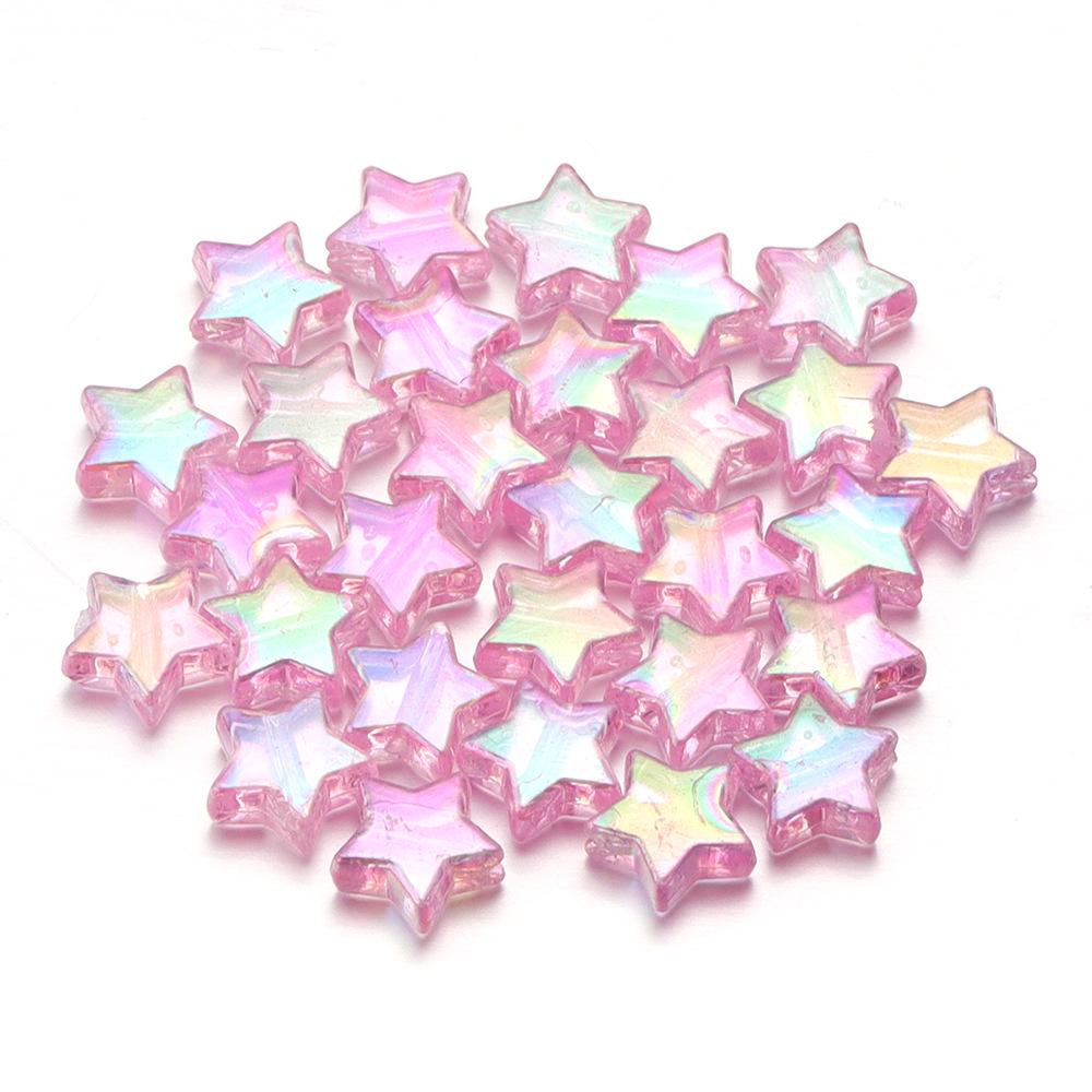 100-Piece Pack: Transparent Acrylic Plated Star Beads for DIY Jewelry Making