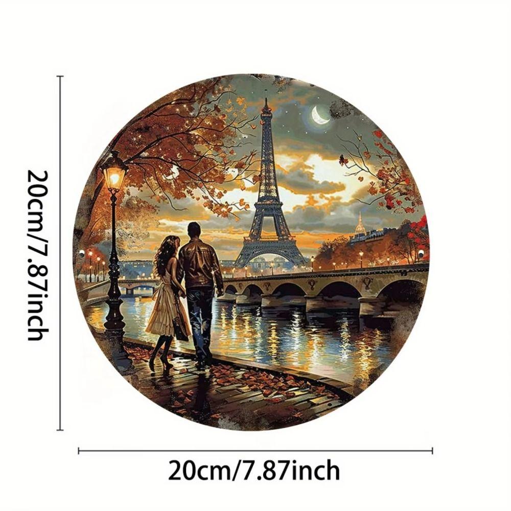 Tin Art Painting Metal Wall Decor 20x20cm Handmade Craft Home Decorative Plate