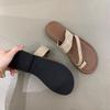 Set of Toe Roman Sandals 2025 Summer Korean Version Ins Style Linen Toe Holiday Beach Flat Cool Slippers Women