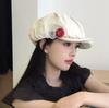 Original Japanese Retro Cotton And Linen Octagonal Hat Women'S Spring And Summer Versatile Colored Felt Button Painter Hat Literary Beret