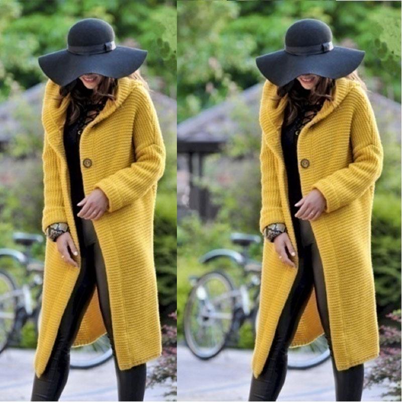 Cozy Plus Size Autumn And Winter Long Cardigan Hooded Sweater Womens Coat