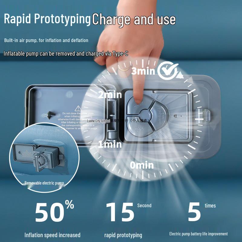 Outdoor Raised Double Air Mattress - Thickened Inflatable Bed, Foldable and Simple Design