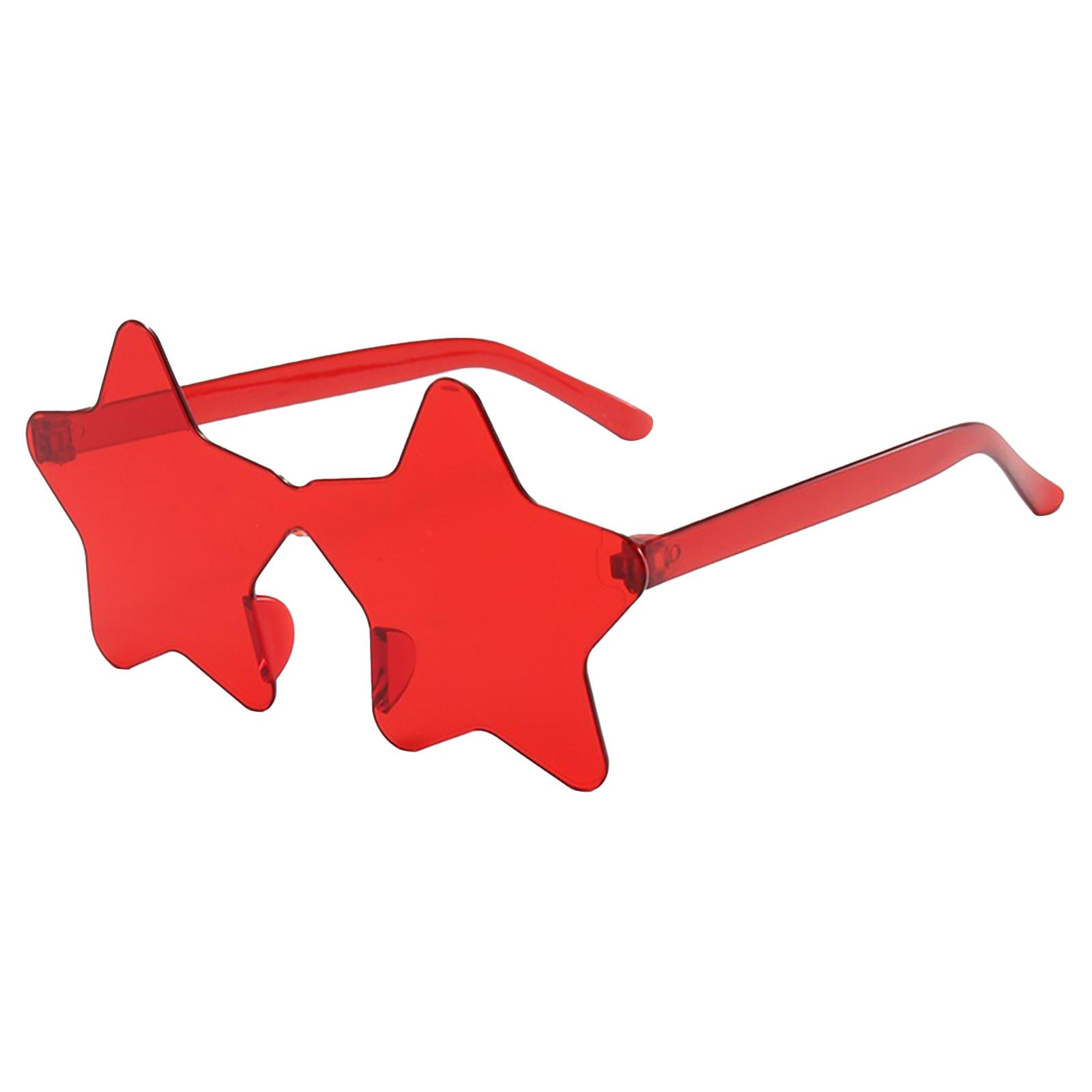 

Солнцезащитные очки без оправы в форме звезды, прозрачные солнцезащитные очки ярких цветов для вечеринок для девочек, мальчиков, женщин One Size