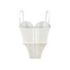 Elegant Lace Mesh Fishbone Spliced Sleeveless Camisole Crop Top for Women