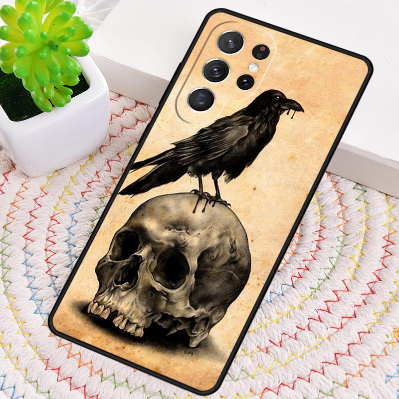 Crow Raven Dark Skull Phone Case for Samsung Galaxy Note 10 Pro S26 Ultra S23 S24 FE S25 S21 S22 PLUS Shockproof Cove