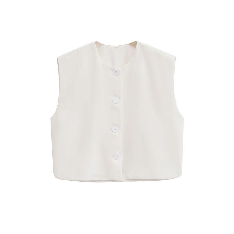 Jnleaog Autumn New Women's Clothing Fashion Style Stylish Fashion All-Match Decorated Row Button Vest Style Tops