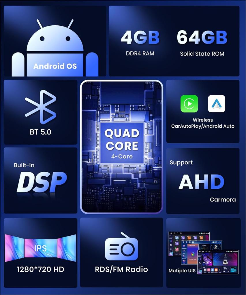 4G 64GB Car Stereo for Nissan Altima 2013-2018, 10.1' HD Touchscreen, Android Auto, CarPlay, WiFi, GPS, Backup Camera