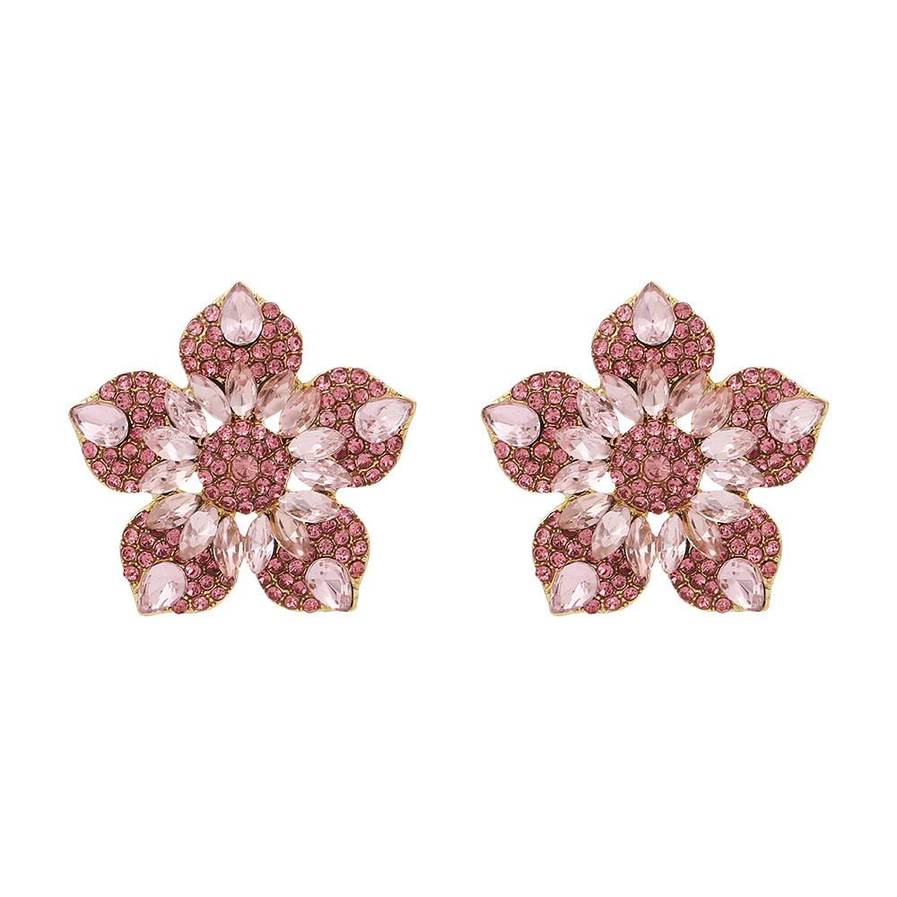 Summer Flower Design Alloy Earrings For Women With Zirconia Sparkle