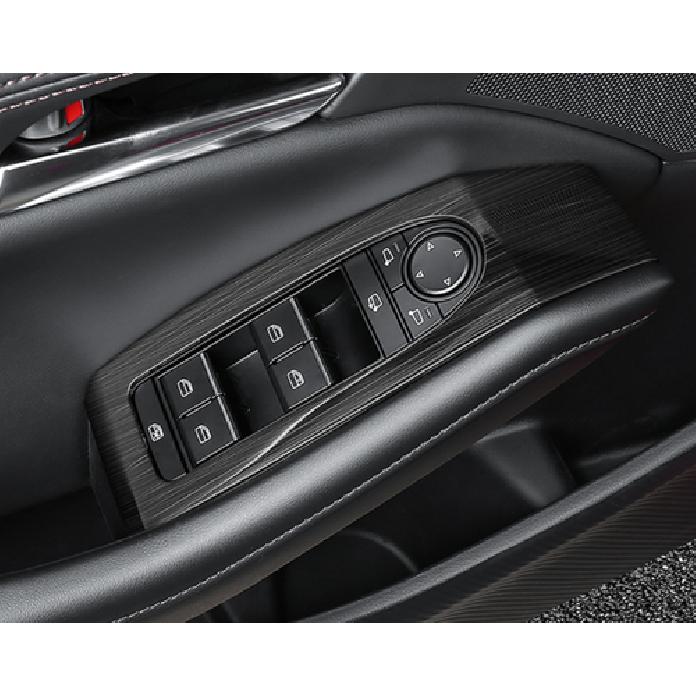 Black Titanium Window Lift Panel Cover Trim For -2024 Mazda 3 Sedan 7pcs