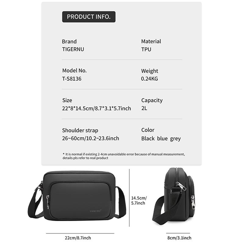 Tigernu 2021 New High Quality Waterproof Casual Shoulder Bag Light Weight Crossbody Bag For Men Fashion Messenger Bag For Women