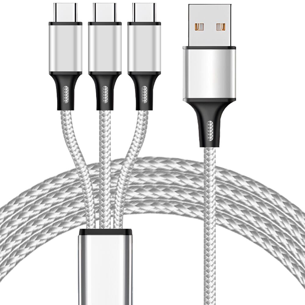 Cutwif Multi Charging Cable, 4ft 2Pack USB C Splitter Cable, 3 in 1 Charging Cord Multiple USB Cord with 3 Type-C Port Connectors