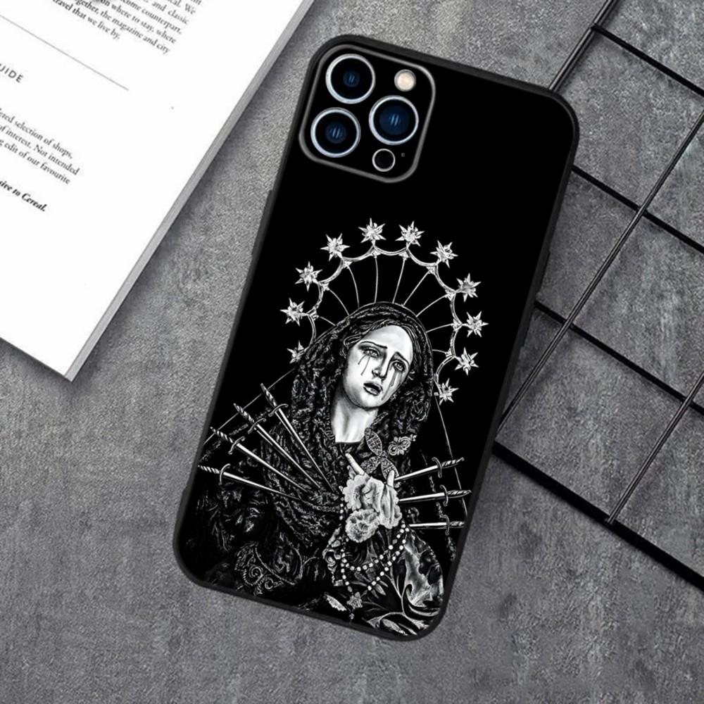 Virgen Mary Virgin De Guadalupe Phone Case For Apple iPhone 15,14,13,12,11,XS,XR,X,8,7,Pro,Max,Plus,mini Silicone Black Cover