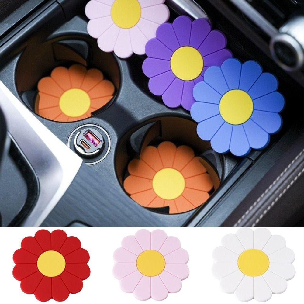Anti-slip Cup Holder Mat Flower Cup Coaster Round Daisy Silicone Cup Pad Dining Table