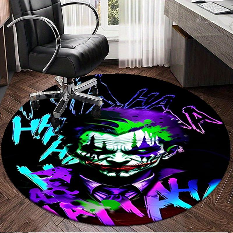 1PC The clown's Fiery Rise Round Rug, Non-slip Chair Mat, Home Decor, Circle Carpet Perfect for Office, Bedroom, Living Room,Christmas gift