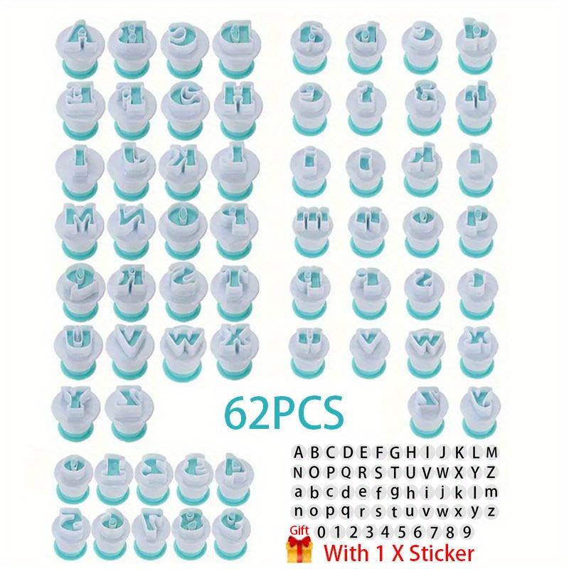 36/62PCS Alphabet & Number Fondant Cookie Cutters Set with Sticker, Biscuit Stamp Mold for Baking Decor Birthday Christmas Gifts