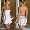 Summer New Sexy Slim Fit and Slim Off Back Solid Color Suspended Dress Satin Backless Dress