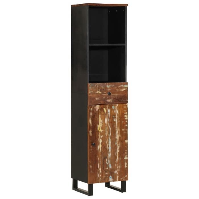 VidaXL Armoire de Salle de Bain, Colonne de Toilette avec Tiroir et Compartiment, Meuble de Rangement Intérieur, Bois Massif 352000