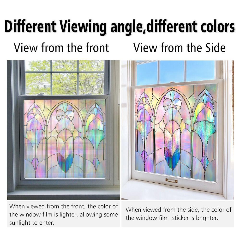 Floral Pattern Static Window Stickers Glass Block Design Decorative Sticker  Home Decoration