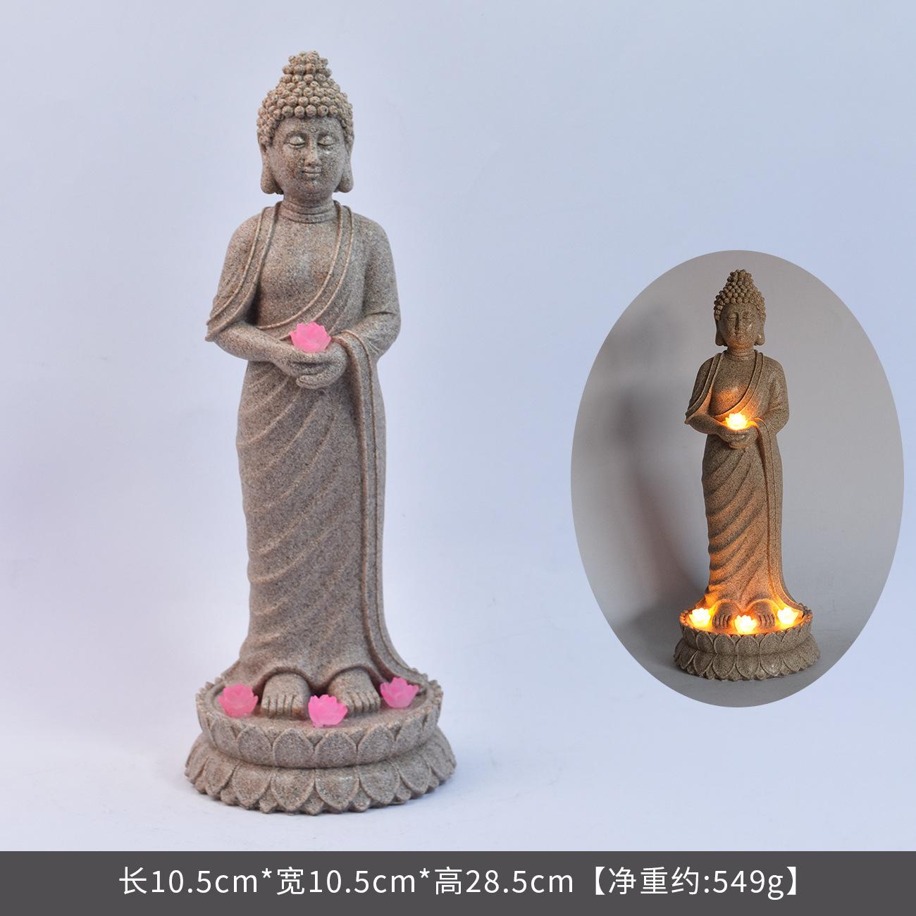

JYL TS/139,Buddha Figurine Chinese Zen Garden Statue Solar Garden Light for Landscape Decor Resin One Size пастельних тонів синього кольору