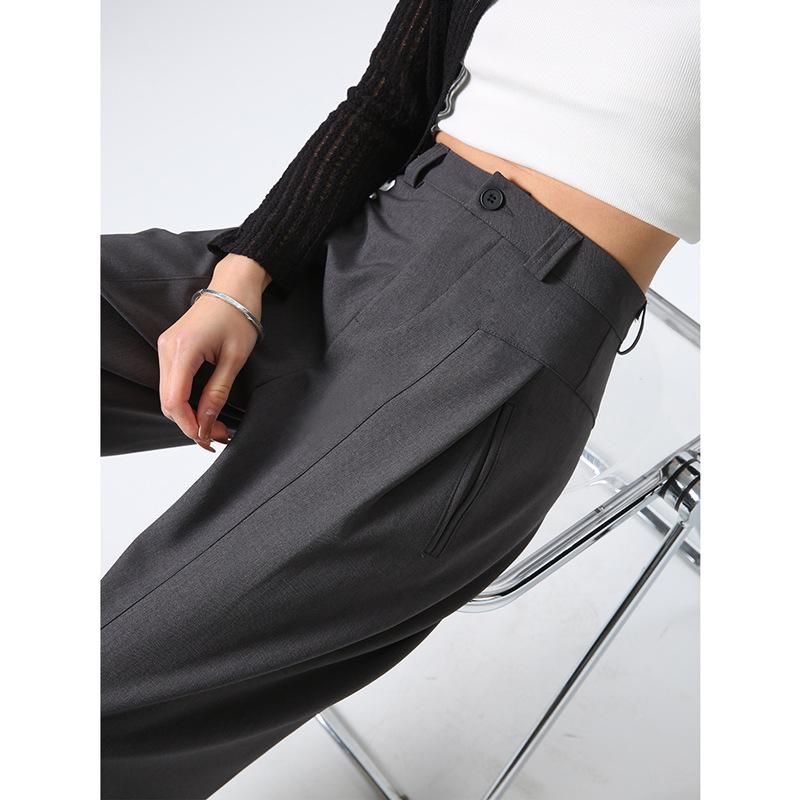 Women's High-Waisted Gray Wide-Leg Trousers - Spring/Autumn 2025 Collection