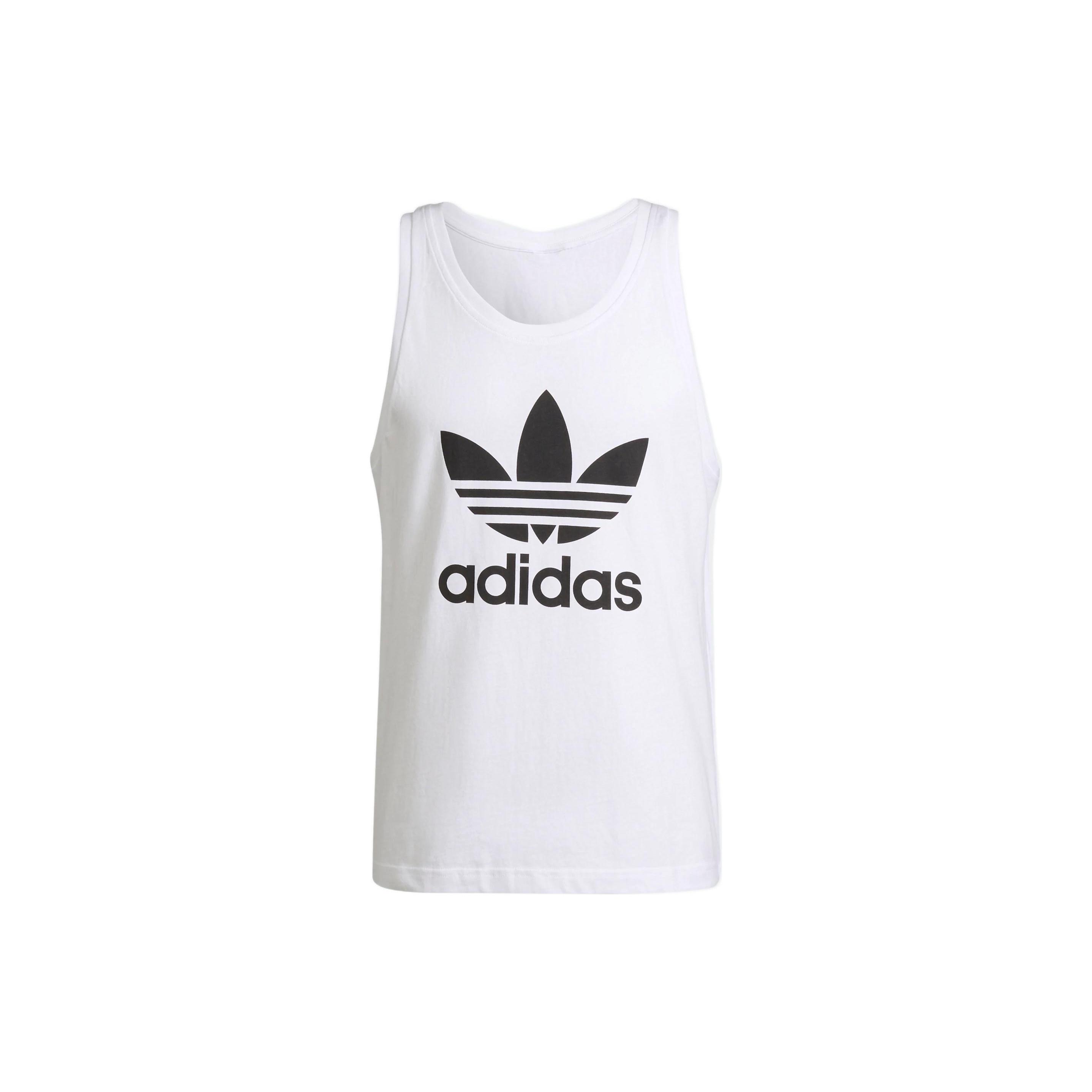 Men s adidas originals Trefoil Tank Contrasting Colors Large Logo Sports Training Vest White H06636 XL
