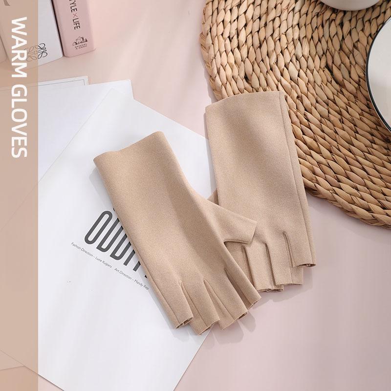 

Весна Осень Женские Полупальцевые Сохраняющие Тепло Перчатки Клавиатура Работа Письмо Удобные Перчатки Тонкие Мягкие Однотонные Простые Бархатные Варежки One Size хаки