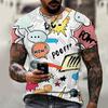 Summer Round Neck 3D Graffiti Explosive Element Print Top Fashionable Casual Short Sleeved Men's T-shirts