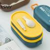 Lunch Food Box Bento Waterproof Good Sealing Double Layer Large Capacity Multifunction School Kids Container with Spoon Daily Use Storage